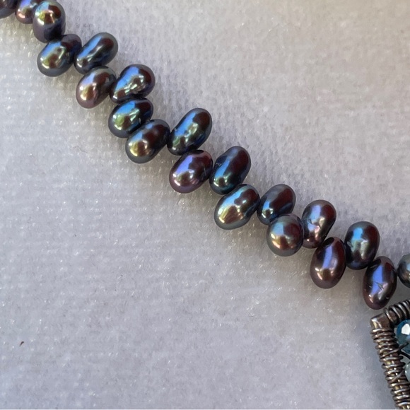 Unique Handmade Statement Necklace Pendant Oval Pearls Beading - Picture 8 of 10